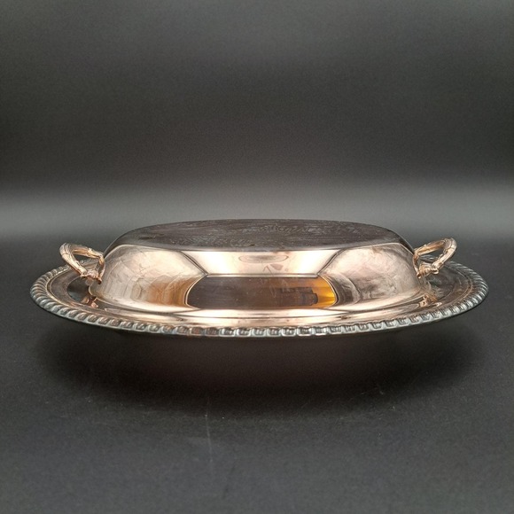 International Silver CO. Silver Plate Oval Platter Serving Dish Rope Edge - Picture 2 of 11